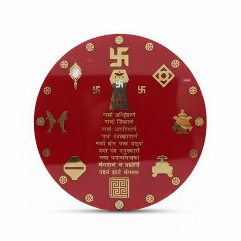 Round Navkar Mantra Frame with Ashta Mangal