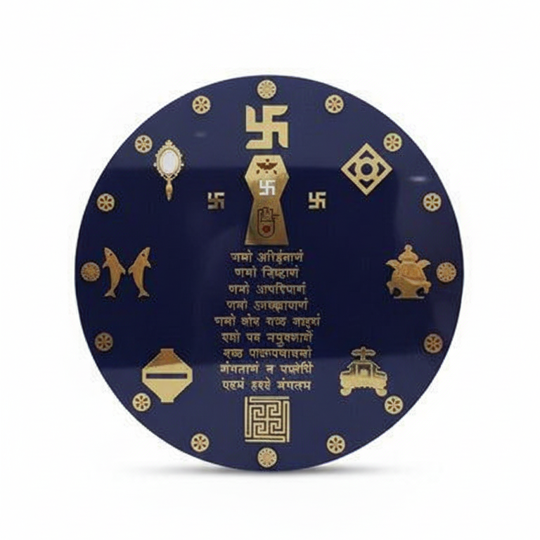 Round Navkar Mantra Frame with Ashta Mangal