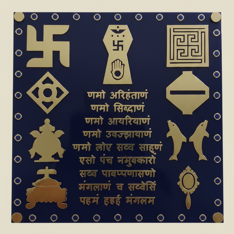 Square Navkar Mantra Frame with Ashta Mangal