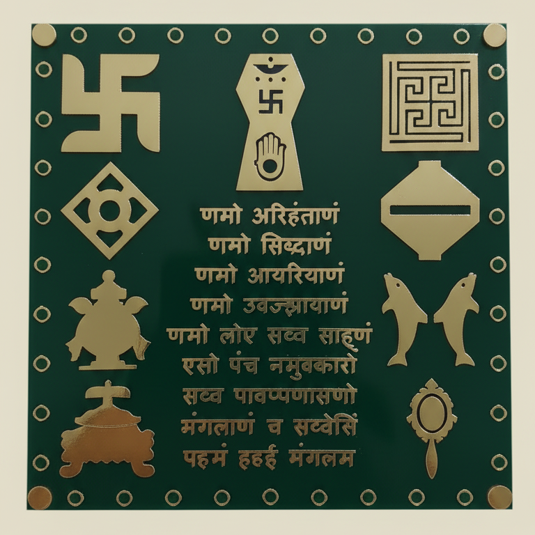 Square Navkar Mantra Frame with Ashta Mangal