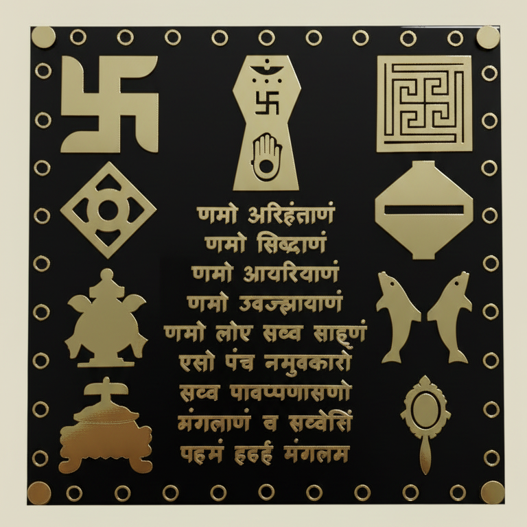 Square Navkar Mantra Frame with Ashta Mangal